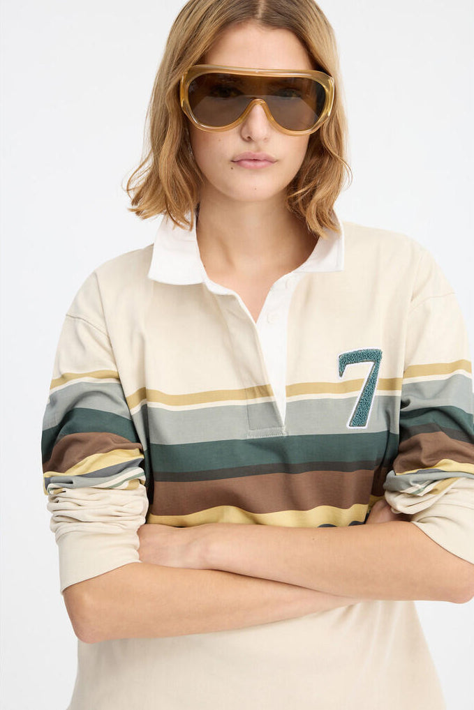 Stripes Long Sleeve polotrøje - 005 Beige